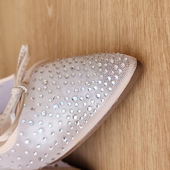 Allegra K Pointed Toe Clear Rhinestone Ballet Lake Cream Flats Size 7 NWOT - Picture 6 of 12